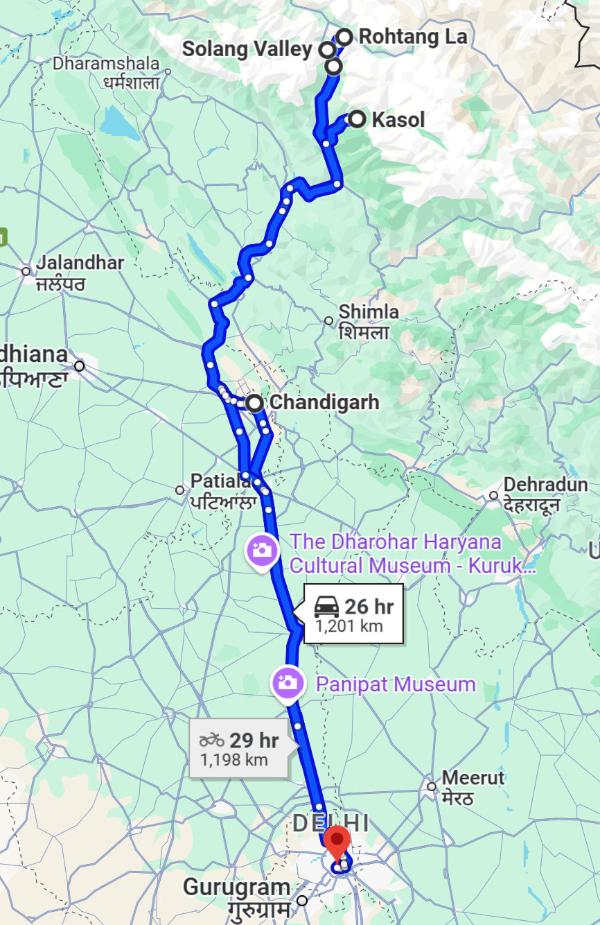 Kasol Manali Tour Route